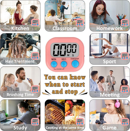 ZILLEEN Classroom Timer for Kids Teachers Digital Timers, Blue Pink 6 Pack