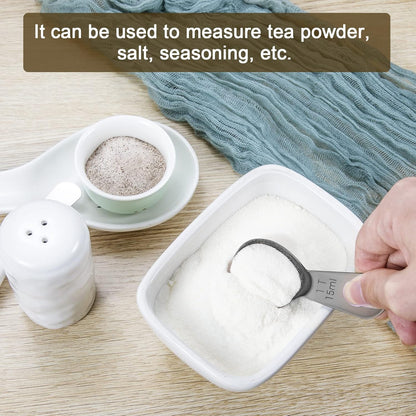 Stainless steel coffee scoop 2-piece set (1 tbsp, 2 tbsp) durable Tablespoon, ergonomic measuring spoon, Suitable for small and large jars，short-handled spoon (Black)