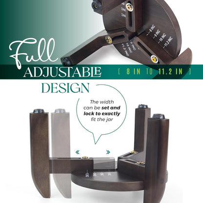 Drink Dispenser Stand Adjustable Width from 8" to 11.2" Wide - Beverage Jar and Water Plastic Jug Holder - to plant flower pots - Adjustable up to11.2-inch Wide (For 5-Gal Jug 8"-11.2")- Walnut Color