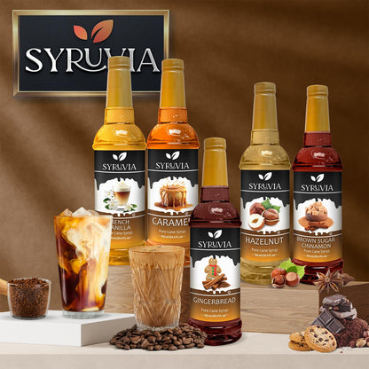 Syruvia Cookie Butter Coffee Syrup - 25.4 fl oz. Kosher and Gluten-Free. Ideal for Enhancing Drinks, Sodas, Shakes, Desserts, and More.