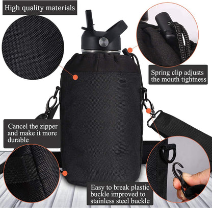 SENDESTAR Water Bottle 64oz Double Wall Vacuum Insulated Leak Proof Stainless Steel Sports Water Bottle—Wide Mouth with New Flex Straw Lid & Spout Lid (Day&Night)