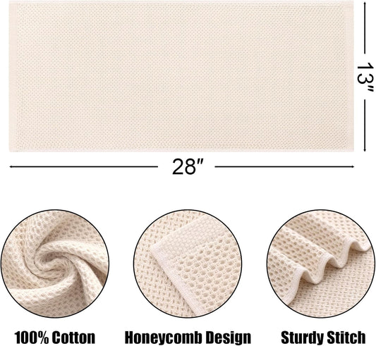 Kitinjoy 100% Cotton Waffle Weave Kitchen Towels, 6-Pack Super Soft and Absorbent Dish Towels for Drying Dishes, Kitchen Hand Towels, 13 in x 28 in, Beige