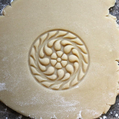Wood Cookie Stamp, 2.5 Inch (Floral Spiral CS-043)