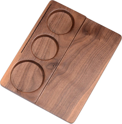 Normcore Tamping Station - Natural Walnut Espresso Tamping Mat - Wooden Tamping Mat for 51/54/58mm Portafilter, Tamper, Distributor, Puck Screen and Portafilter - Genuine American Walnut Wood
