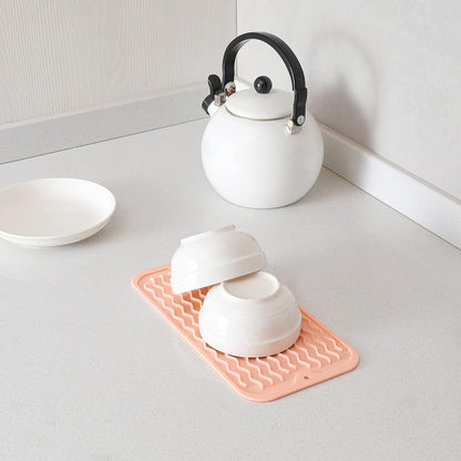 Silicone Dish Drying Mat for Multiple Usage,Easy clean,Eco-friendly,Heat-resistant Silicone Mat for Kitchen Counter or Sink,Refrigerator or Drawer Liner Pink S 12 inches x 6 inches