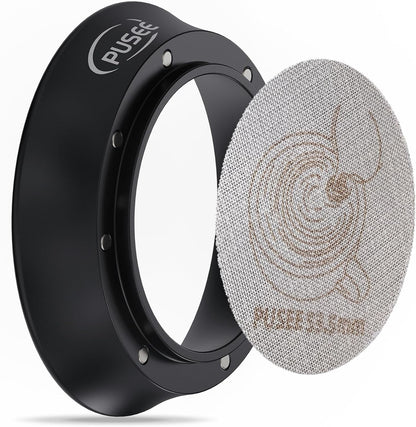 54mm Espresso Dosing Funnel & 53.5mm Puck Screen,PUSEE Coffee Dosing Ring Aluminum Metal,Reusable 1.7mm Thickness 150μm Espresso Puck Screen 316 Stainless Steel Fits 54mm Portafilter