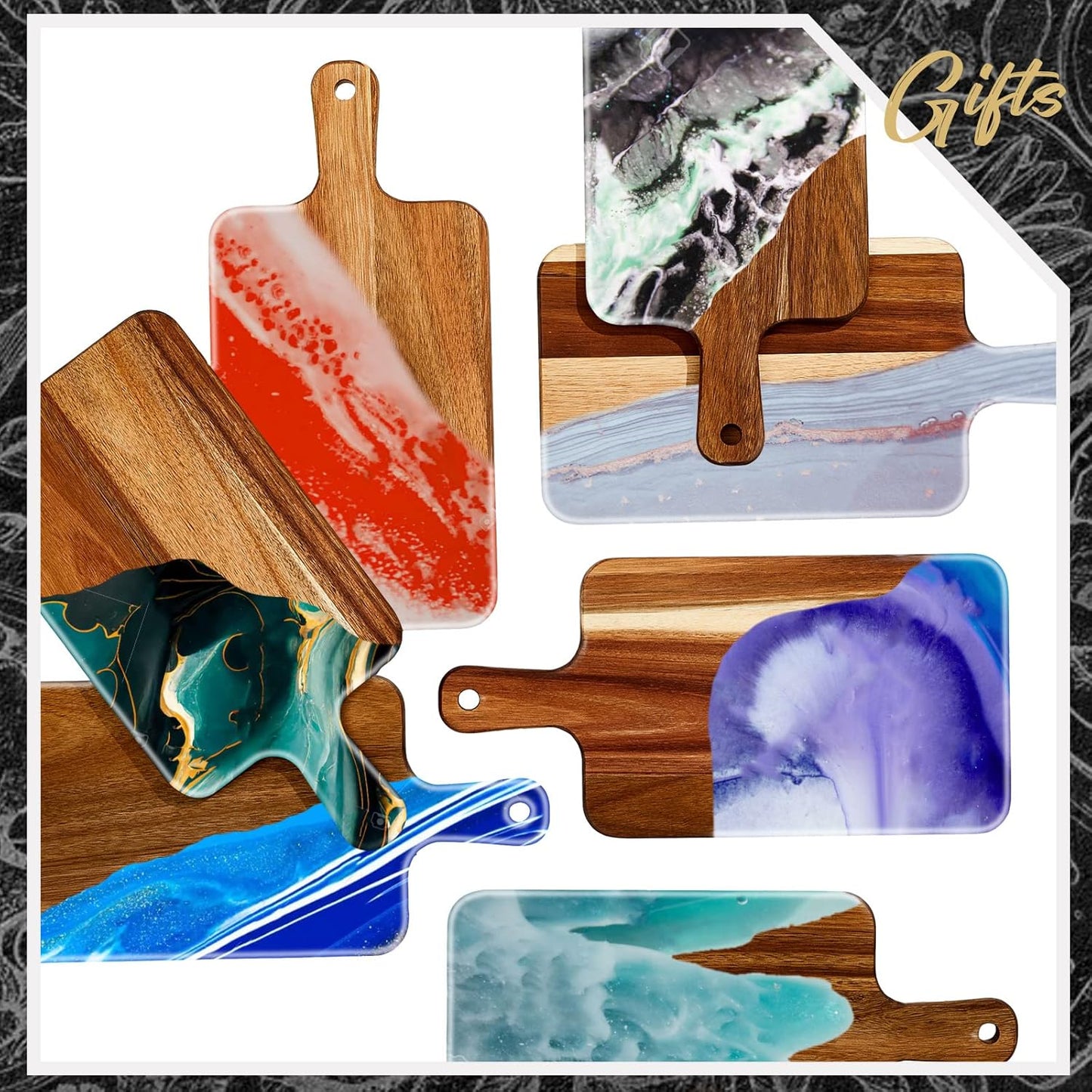 Nuenen 40 Pcs Wood Cutting Board with Handle 15.7 x 7.8 Inch Acacia Bamboo Wooden Serving Kitchen Chopping Boards for Pizza, Bread, Cheese, Charcuterie, Fruit, Vegetables (Acacia)
