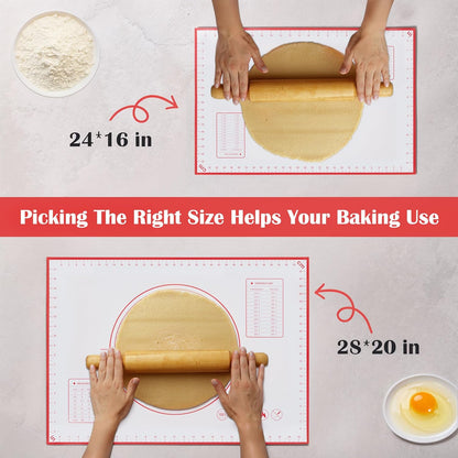 BlueBark 2 PCS - 28"L x 20"W Non-stick Silicone Baking Mat for Pastry & Dough, Sourdough Bread Making Tools, Kitchen Counter, Cooking Enthusiasts