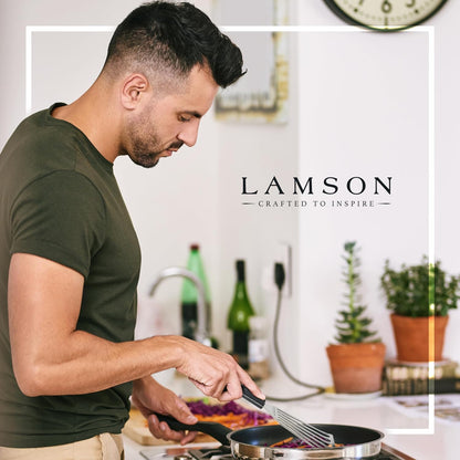 Lamson 3' x 6" Chef's Slotted Turner with Walnut/POM Handle - Right-Hand (Black)