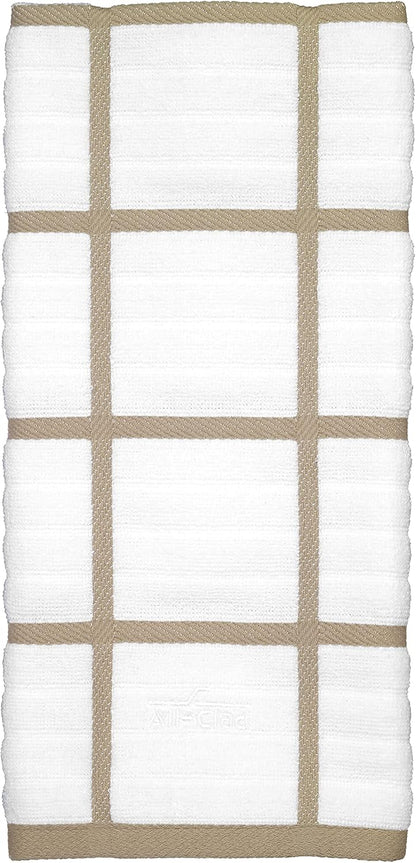 All-Clad Checked Kitchen Towel: Highly Absorbent, Super Soft Long Lasting - 100% Cotton, 17"x30" Tea Towel for Cleaning & Drying Dishes, Pans, Glassware, or Countertops, (1-Pack), Cappuccino