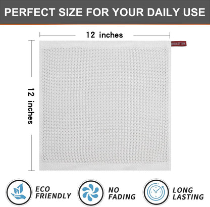 Kitinjoy 100% Cotton Kitchen Dish Cloths, 8 Pack Waffle Weave Ultra Soft Absorbent Dish Towels for Drying Dishes Quick Drying Kitchen Towels Dish Rags, 12 X 12Inch, Light Grey