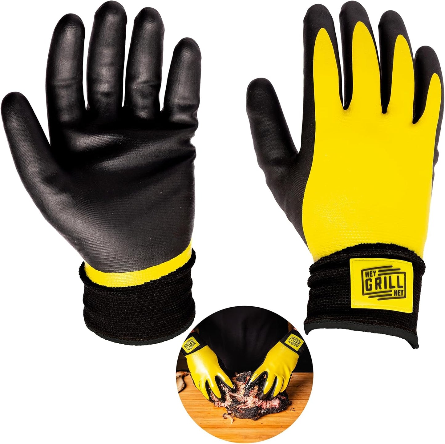 Hey Grill Hey Pitmaster Gloves | BBQ Gloves | Heat Protection up to 500°F or 260°C | High Temp Resistance | Fireproof Glove for Grilling Smoking Barbecue | Washable Mitts | Waterproof | Size - Medium