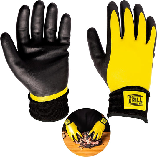 Hey Grill Hey Pitmaster Gloves | BBQ Gloves | Heat Protection up to 500°F or 260°C | High Temp Resistance | Fireproof Glove for Grilling Smoking Barbecue | Washable Mitts | Waterproof | Size - Small