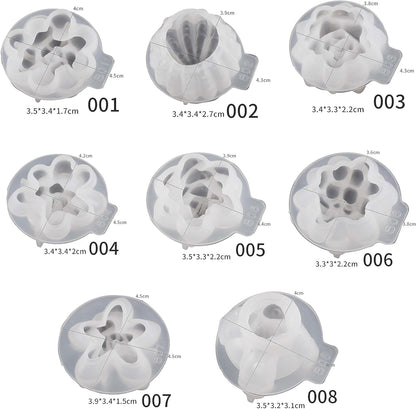 8 Pack Flower Succulent Candle Mold Resin Casting Silicone Molds for Home Decor & Candle Making Wave Spiral Mold