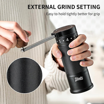 Bincoo Foldable Manual Coffee Grinder with External Adjustable Setting,Coffee Bean Grinder with Portable Storage Bag,Stainless Steel Burr Grinder Suitable for Home, Office and Travel for Use (Black)