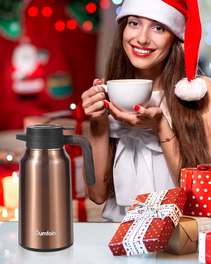 Carafes for Hot Liquids 70 oz - 12 Hour Hot Stainless Steel Thermal Coffee Carafe-Insulated Coffee Carafes For Keeping Hot/Cold Coffee, Tea, Water, Drink Dispenser for Parties(Gold)
