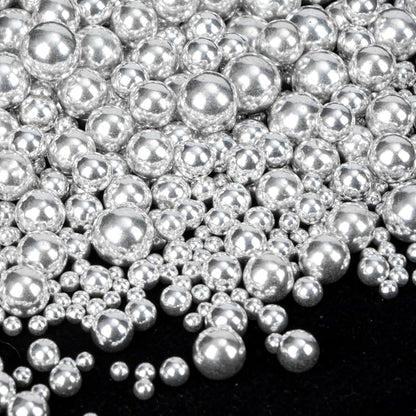 Twisweet Silver Pearl Sprinkles for Cake Decorating, Edible Sugar Pearls for Baking, Mix Size, Cake Topper Cupcake Cookie Ice Cream Dessert Decorations, Valentines Birthday Christmas Supplies (130g/4.58oz)