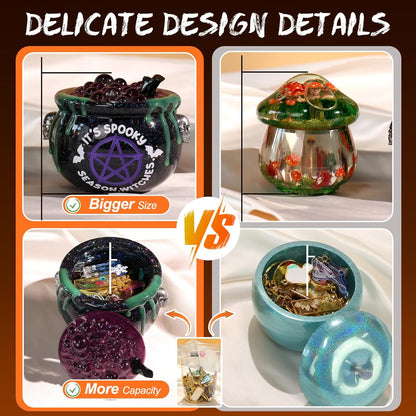 LET’S Resin Witch Cauldron Resin Mold, Halloween Resin Molds, 3D Jar Resin Molds Silicone 4.7'' Width, Large Jar Molds for Epoxy Resin Casting Craft, Storage Box,Candy Container,Candle Holder