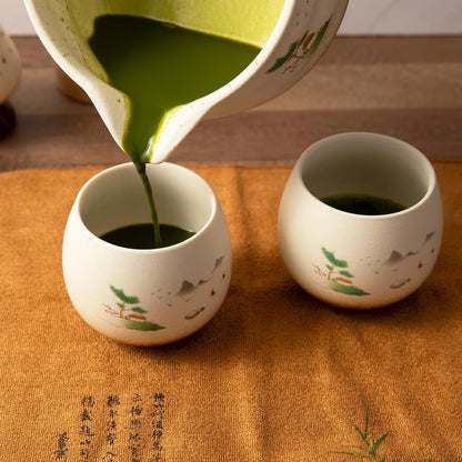 Marce Matcha Whisk Set- Matcha Set includes Matcha Whisk and Bowl (Bowl with Spout), Sifter, Holder and Scoop- The Perfect Bamboo Whisk for Matcha Tea (Cream- 7PC)