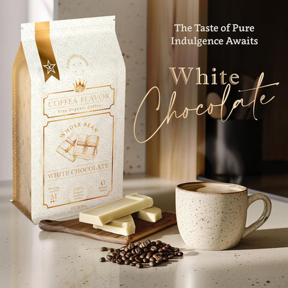 White Chocolate Flavored Ground Coffee – Medium Roast, 100% Arabica, Single Origin, Organic – Naturally Flavored, No Artificial Sweeteners – by Coffea Flavor