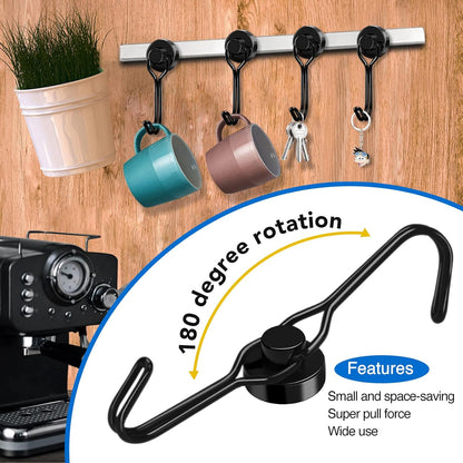 LOVIMAG Hooks, 30lbs+ Magnetic Magnet Hook 2025 Cruise Cabin Ship Essentials Heavy Duty Strong Refrigerator Fridge Hanging for Classroom Beach Vacation Kitchen Grills Home Mug Hanger (12 Pack), Black