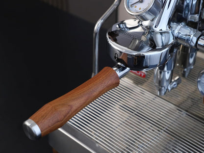 58mm Bottomless Portafilter | Fits for E61 Group Head 2 Ears machines| Stainless Steel portafilter and Rosewood Handle|Espresso Machine Accessories(Rosewood)