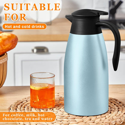 Norme 2 Pcs Thermal Coffee Carafe Insulated Stainless Steel Coffee Carafe for Hot Liquid Vacuum Thermal Pot Creamer Pitcher Dispenser with Brushes Keeping Hot Water Milk(Blue)