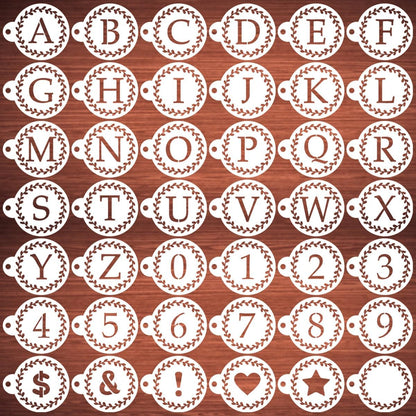 Letter Stencils for Coffee Cookie Decorating - 42 Pack Alphabet Letter and Number Stencil Templates for Cakes Cookies Airbrush, Reusable Stencils for Wood Crafts Painting & Coffee Cookie Baking