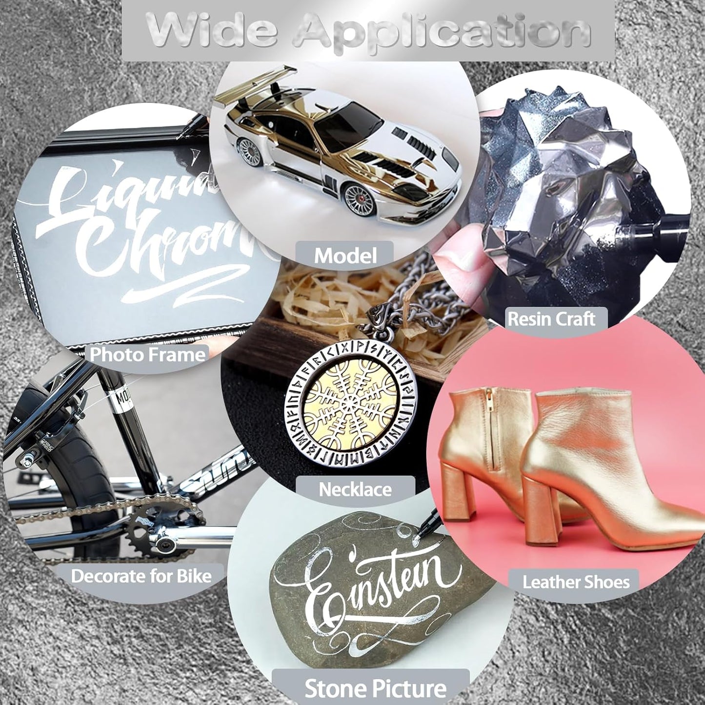 Renfio Silver Chrome Paint Markers, 4Pcs Silver Liquid Chrome Metallic Markers Mirror Repair Liquid Metallic Resin Pen for Epoxy Resin Repairing Model Painting Resin DIY Craft Coloring (1-3mm)