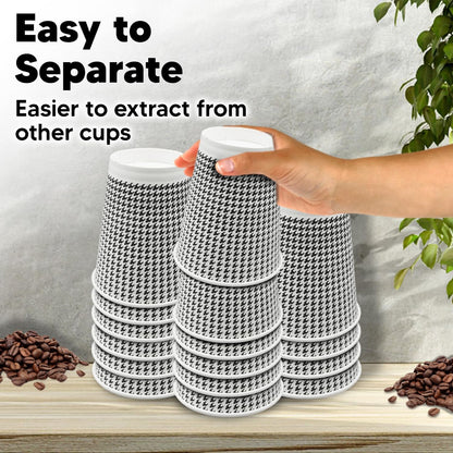350 Pack 8 oz Insulated Disposable Coffee Cups with Lids, Double Wall Corrugated Paper Hot Cups Bulk To Go Disposable Cups for Hot Beverage or Cold Drinks Ideal for Cafes
