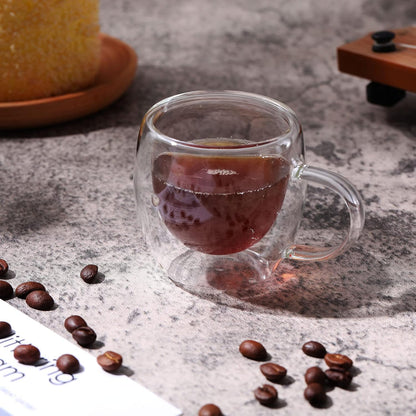 Gerrii Espresso Cups Double Walled Espresso Shot Glass with Handle Cups Insulated Clear Small Shot Glasses for Cappuccino Latte Hot Beverage(15 Pcs,2.5 oz)