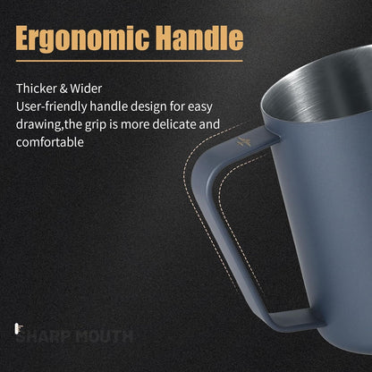 MHW-3BOMBER Milk Frothing Pitcher, 16oz/450ml Frother Cup for Barista, SUS304 Stainless Steel Espresso Steaming Pitcher for Coffee/Latte Art, P3026BL-OS
