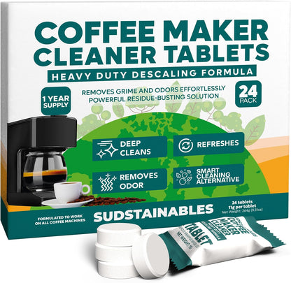 Coffee Maker Cleaner Tablets – Descaling & Cleaning Solution for Coffee Makers, Pot, Espresso Machines – Compatible with Breville, Miele, Keurig, DeLonghi, Nespresso & More – Removes Stains & Oils