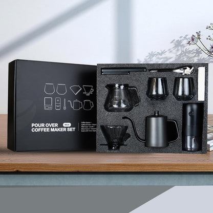 SuperCook Coffee Pour Over Kit Hand Drip with Kettle, Electric Grinder, Camping Travel Coffee Kit Ideal for Anniversary Birthday Gift