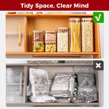 Glass Storage Jars with Bamboo Lid,Airtight Kitchen Canisters for Baking, Food Jar Container for Spices Cookie Tea Coffee Beans Snacks (4 pack 0.6qt)