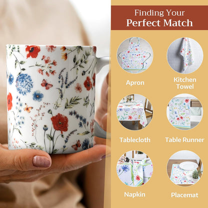 Maison d' Hermine Coffee Mug with Handles Fine Bone China Mugs Pack of One Tea Cups for Hot Beverages Cappuccino Latte Home Restaurant Office Perfect for Gift (Just Floral - Blues 'N Redz, 12 Ounce)