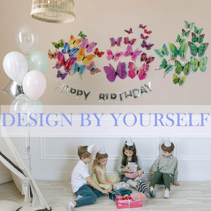 Butterfly Wall Decor 24/48 PCS, 3D Butterflies Stickers for Party Decorations with Magnets(Purple, 24)