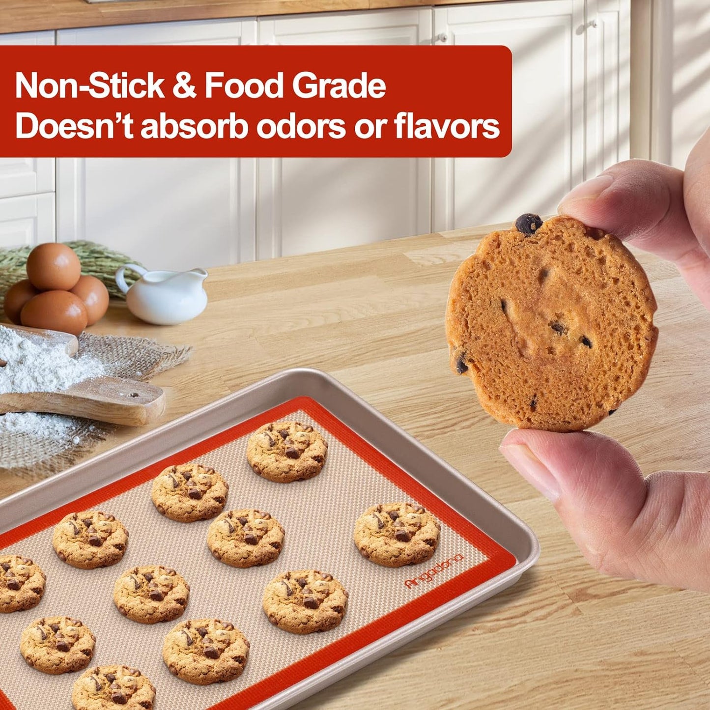 Silicone Baking Mat Set of 4, Easy Clean & Non-Stick Food Grade Reusable Baking Mat, Silicon Baking Mats Oven Liner Sheet, Round & Square Cake Mat, Pastry Board Rolling Dough Mats for Macaron Cookie