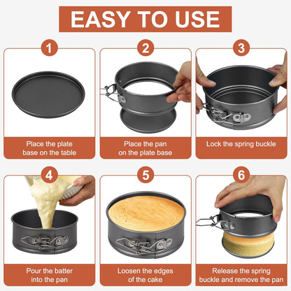 8 Pcs Mini Springform Cake Pans, 4.7 Inch Nonstick Round Cake Tin with Removable Bottom, Small Cheesecake Pans for Baking, Pizzas Quiches (Dark Grey)