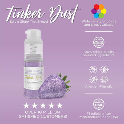 Bakell - Lilac Purple Tinker Dust (4g, 1x Mini Spray Pump) Edible Glitter for Food, Desserts, and Beverages!