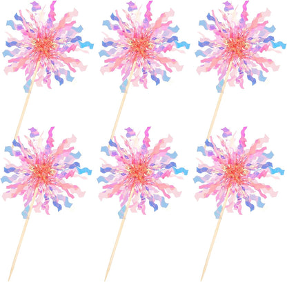 30 PCS Foil Firework Cupcake Toppers Sparkle Tinsel Cupcake Picks Happy Birthday Cake Toppers Drink Stirrers Cocktail Food Fruit Toothpicks for Baby Shower Wedding Party Decorations Supplies Orange