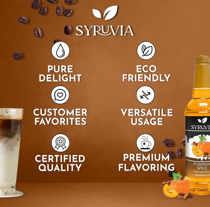Syruvia Pumpkin Spice Syrup for Coffee 25.4 Ounces Pumpkin Spice Flavored Coffee Syrup