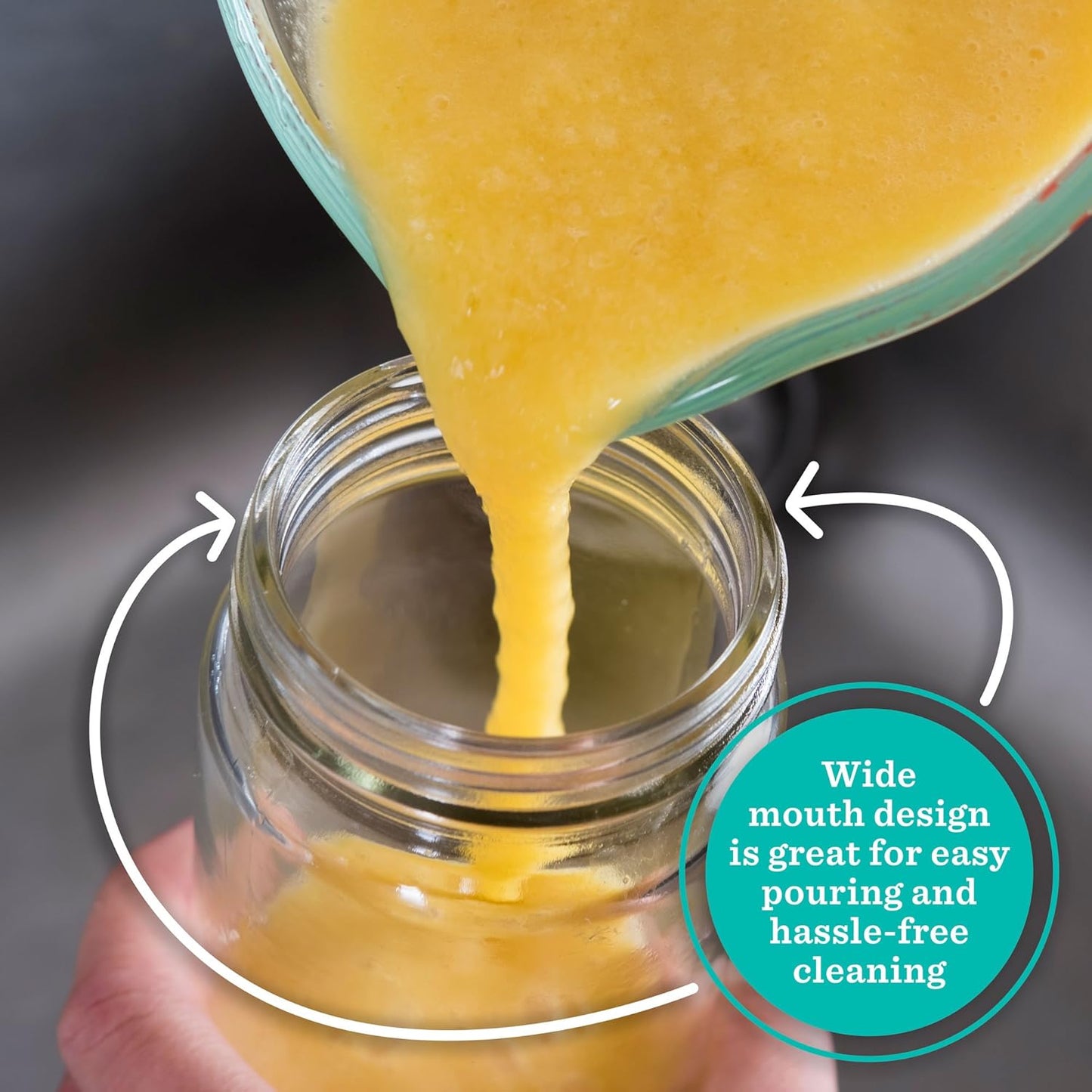 All About Juicing Clear Glass Water Bottles Set - 6 Pack Wide Mouth with Lids for Juice, Smoothies, Beverage Storage - 16 oz, Durable, Reusable, Dishwasher Safe, Leak Proof (Black Caps)