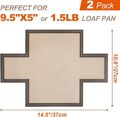 Silicone Bread Loaf Pan Liner, 2 Pack Reusable Silicone Bread Sling Loaf Pan Lifters for 9x5" or 1.5lb Loaf Pans, Nonstick Dough Transfer Tool for Baking