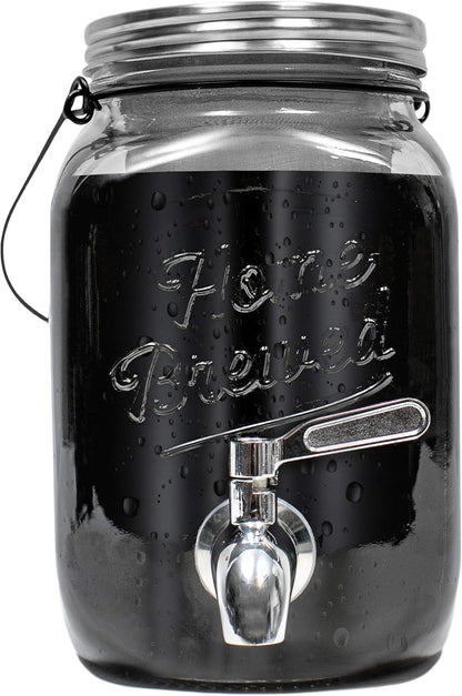 Willow & Everett Cold Brew Coffee & Iced-Tea Maker Pitcher, 2 L Glass Dispenser w/Metal Spigot & Mesh Filter Iced Coffee & Sun Tea Brewing System