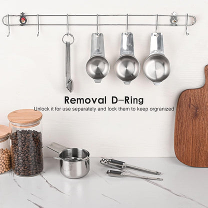 Smithcraft Measuring Spoons Set of 9 with Leveler, Metric & US 18/8 Stainless Steel Measuring Spoons Set for Baking&Kitchen, Metal Long Handle Measuring Spoon for Spice, Nesting Measure Spoon Fit Jar