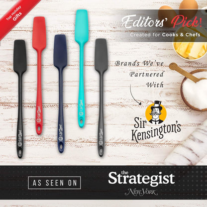 Silicone Jar Spatula | 600F Heat Resistant Non-Stick Rubber Scraper | Perfect for Jars, Smoothies, Blenders | One Piece Utensils | Durable Kitchen Cookware (UpGood Professional Spatulas, Red)