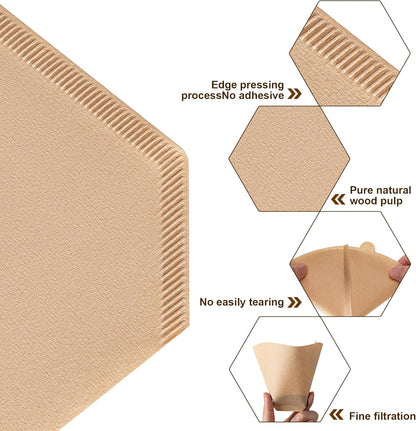 Coffee Filters, #4 Cone Coffee Filter 200 Count, Unbleached Natural Paper Filter 8-12 Cup, Disposable for Pour Over and Drip Coffee Maker