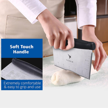 Stainless Steel Griddle Scraper for Flat Tops, Multipurpose Bench Scraper for Kitchen & Outdoor BBQ, Durable Bread Dough Cutter, Grill Scraper for Chopping, Dicing, Mixing Food and Cleaning