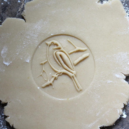 Wood Cookie Stamp, 2.5 Inch (Bird on Branch CS-008)